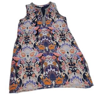 DR2 paisley mini dress size L blue and pink boho